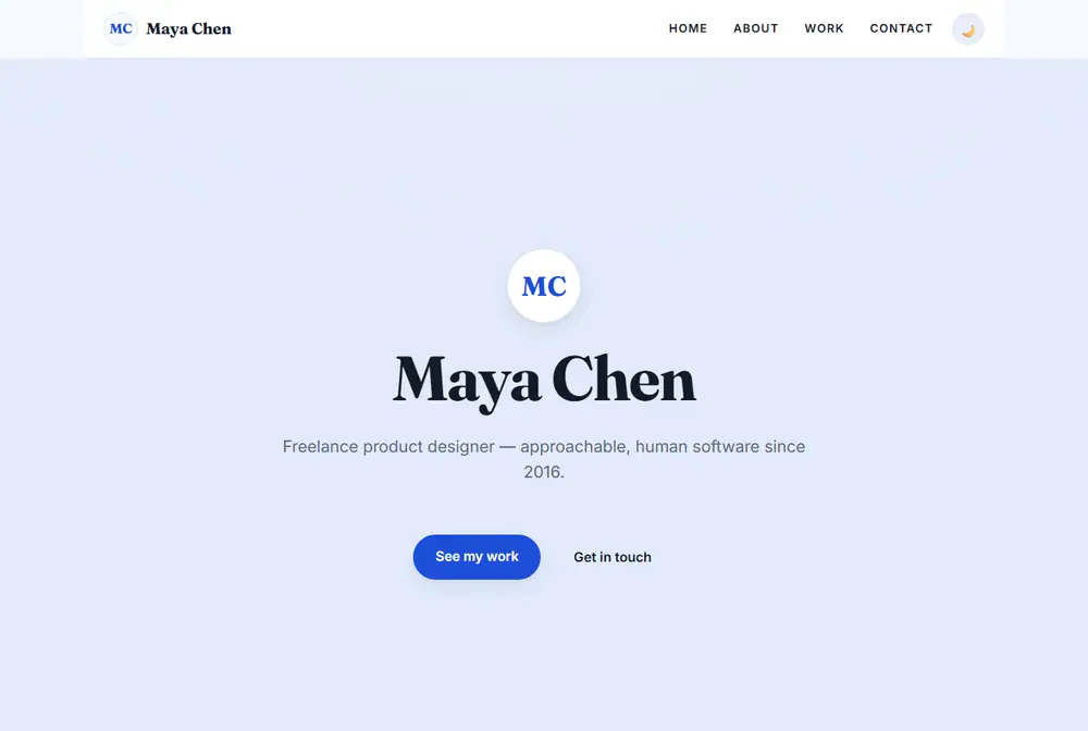 Portfolio website with a full-screen hero and work grid